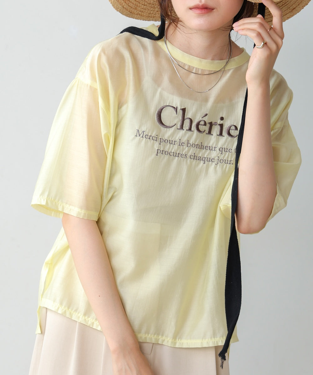 刺繍ロゴシアーブラウスTシャツ