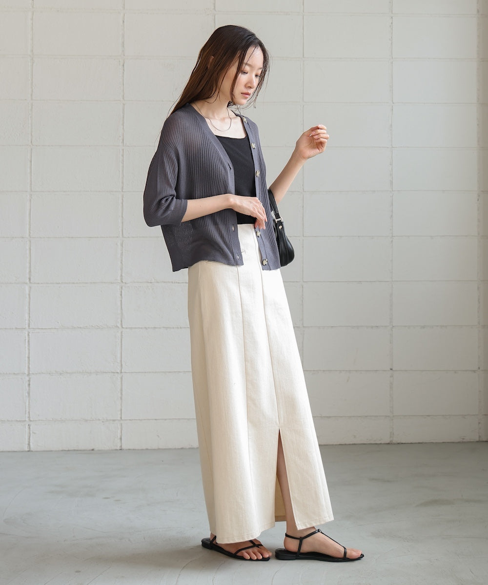 シアーリブニットカーディガン