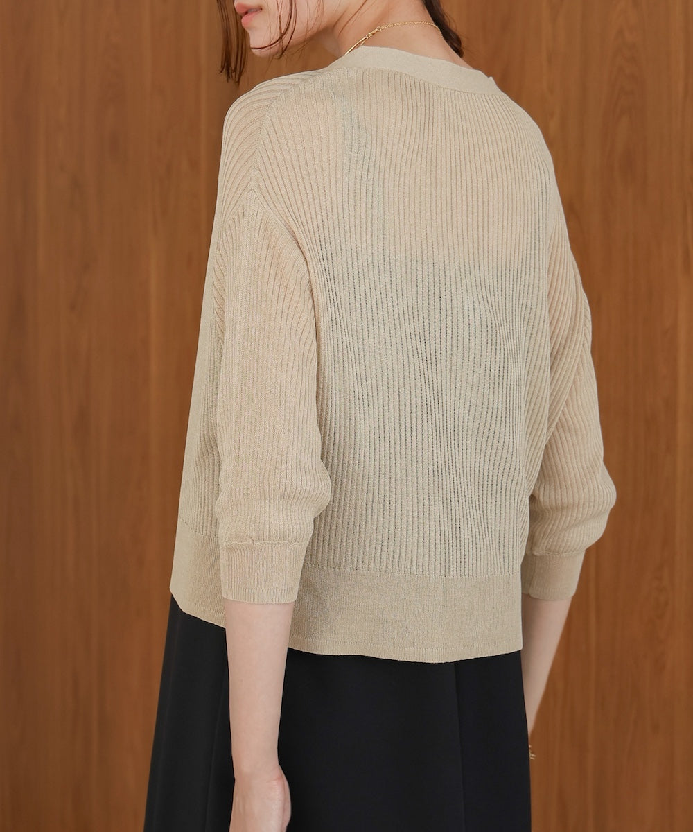 シアーリブニットカーディガン