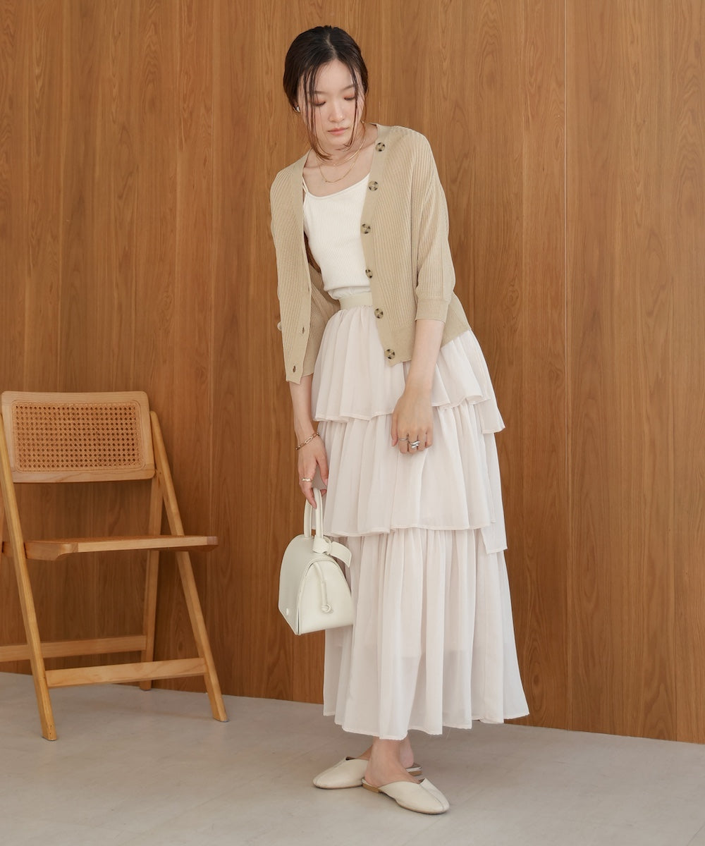 シアーリブニットカーディガン