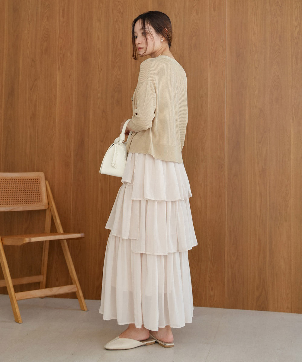 シアーリブニットカーディガン