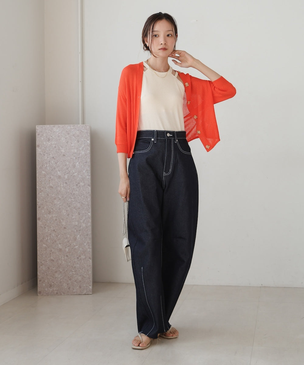 シアーリブニットカーディガン