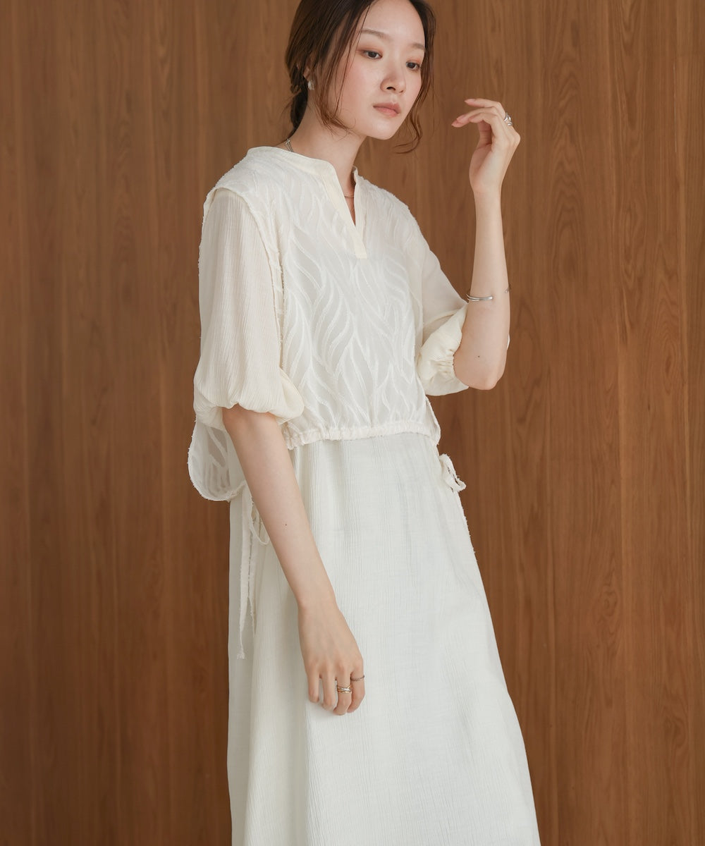 【S・Mサイズ展開】レイヤード風サイドスリットワンピース