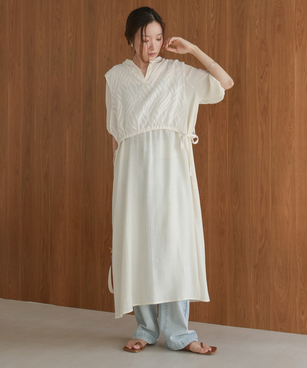 【S・Mサイズ展開】レイヤード風サイドスリットワンピース