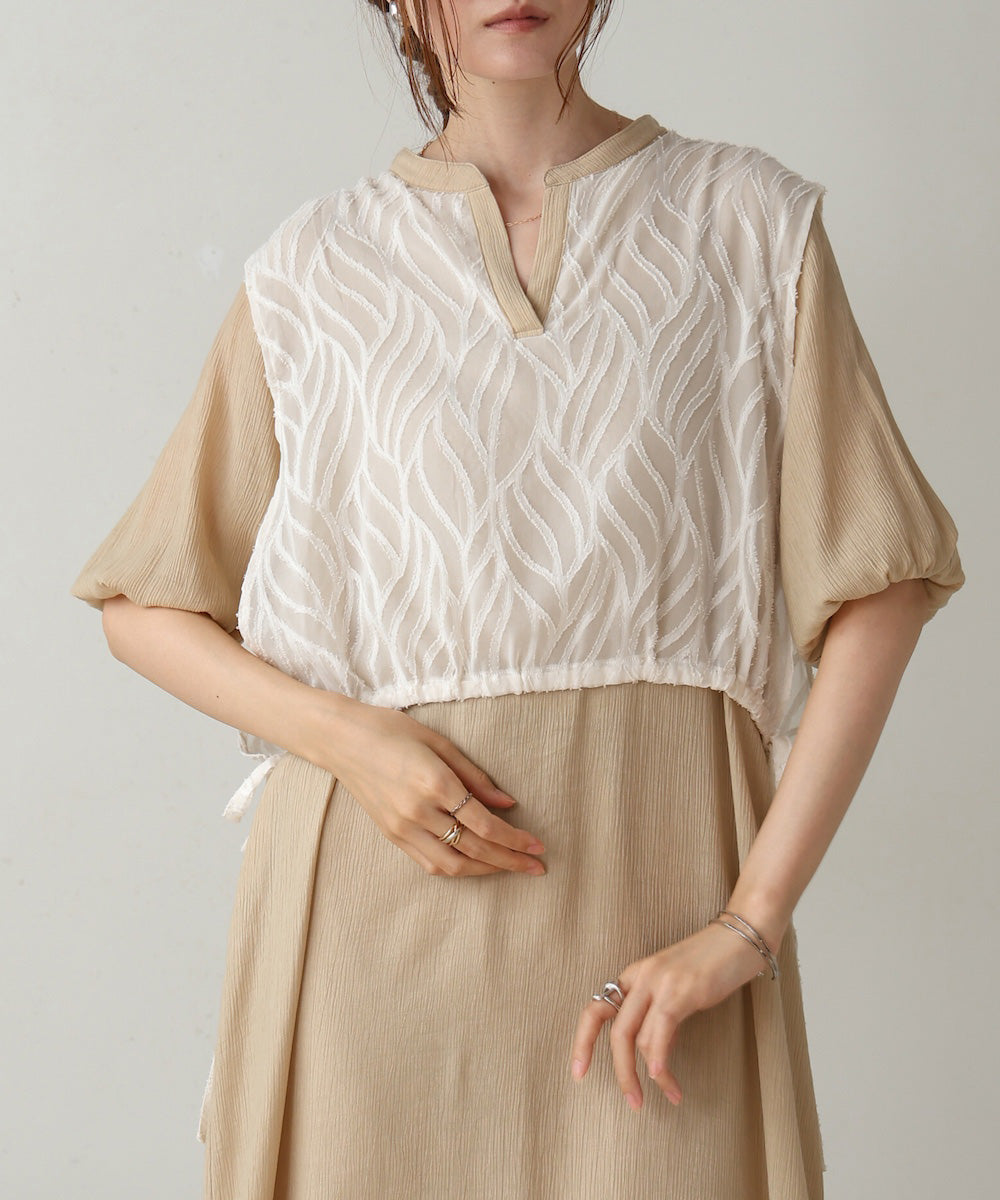 【S・Mサイズ展開】レイヤード風サイドスリットワンピース