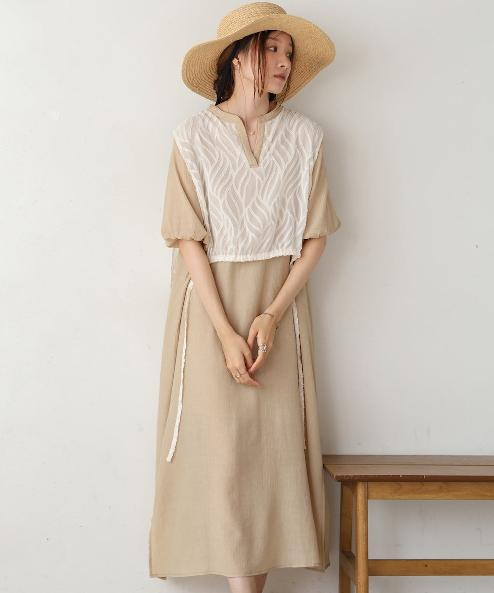 【S・Mサイズ展開】レイヤード風サイドスリットワンピース