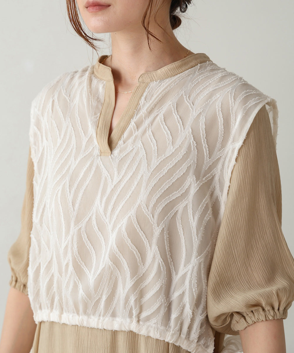 【S・Mサイズ展開】レイヤード風サイドスリットワンピース