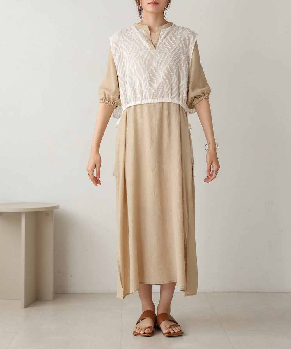 【S・Mサイズ展開】レイヤード風サイドスリットワンピース