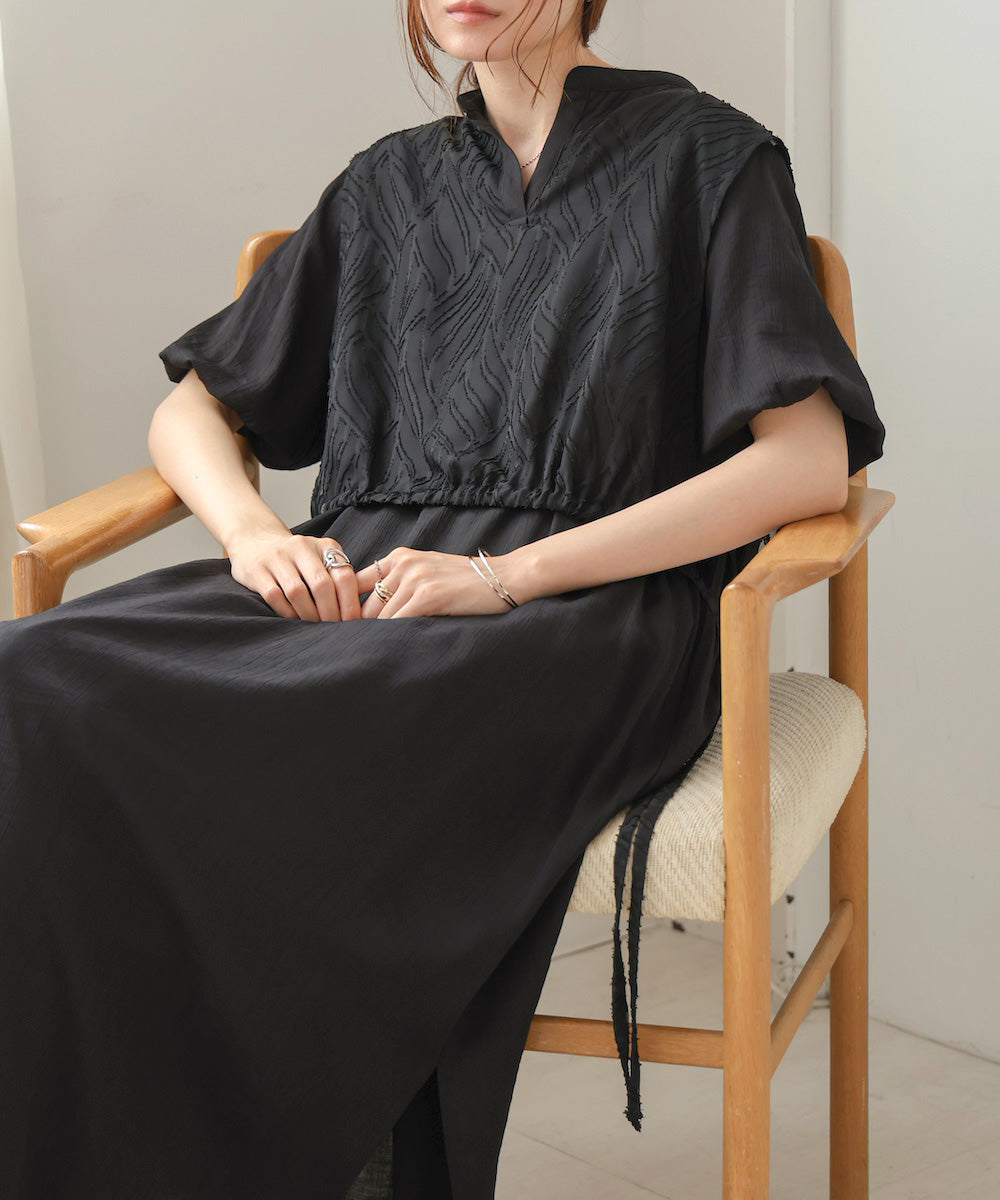 【S・Mサイズ展開】レイヤード風サイドスリットワンピース