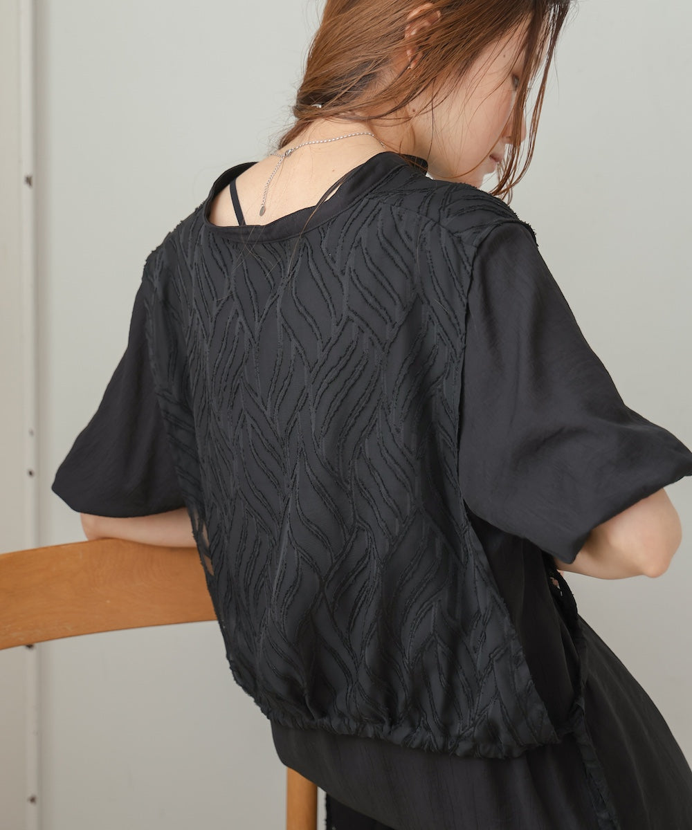 【S・Mサイズ展開】レイヤード風サイドスリットワンピース