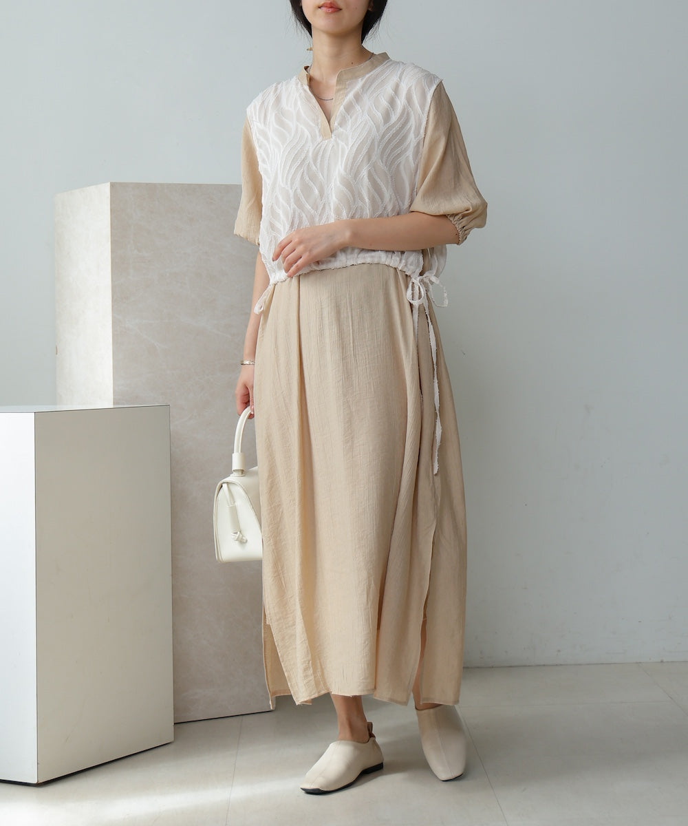 【S・Mサイズ展開】レイヤード風サイドスリットワンピース