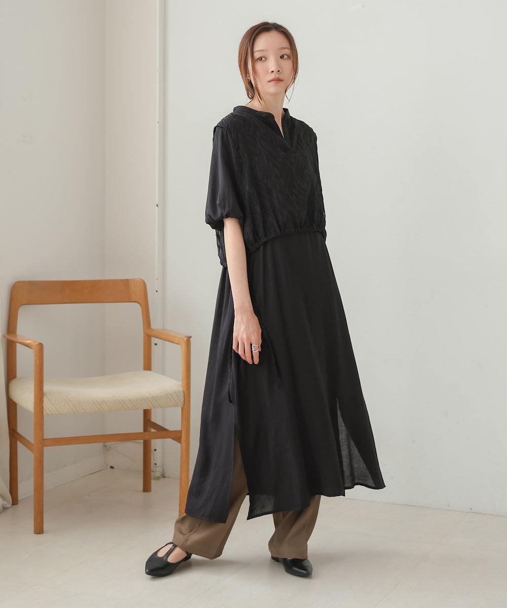 【S・Mサイズ展開】レイヤード風サイドスリットワンピース