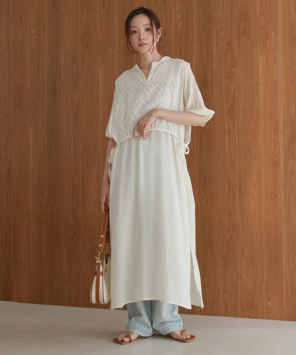 【S・Mサイズ展開】レイヤード風サイドスリットワンピース