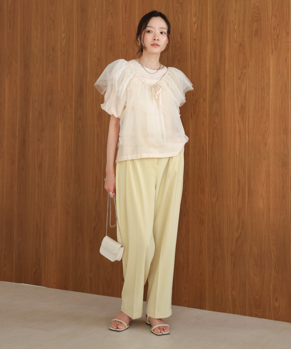 【2点セット】チュールビスチェ+ボリュームスリーブブラウスセット