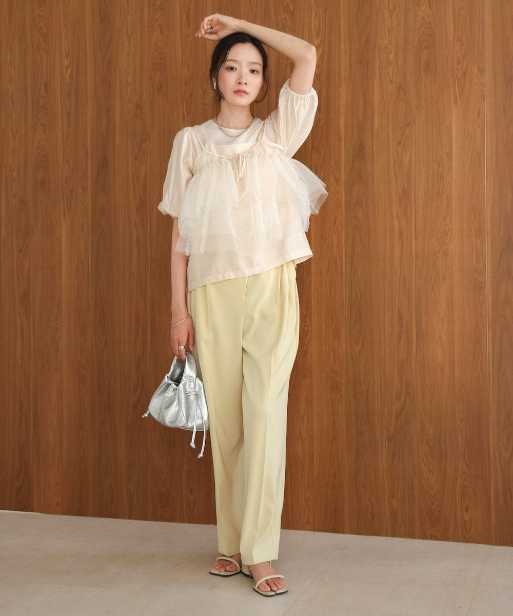 【2点セット】チュールビスチェ+ボリュームスリーブブラウスセット