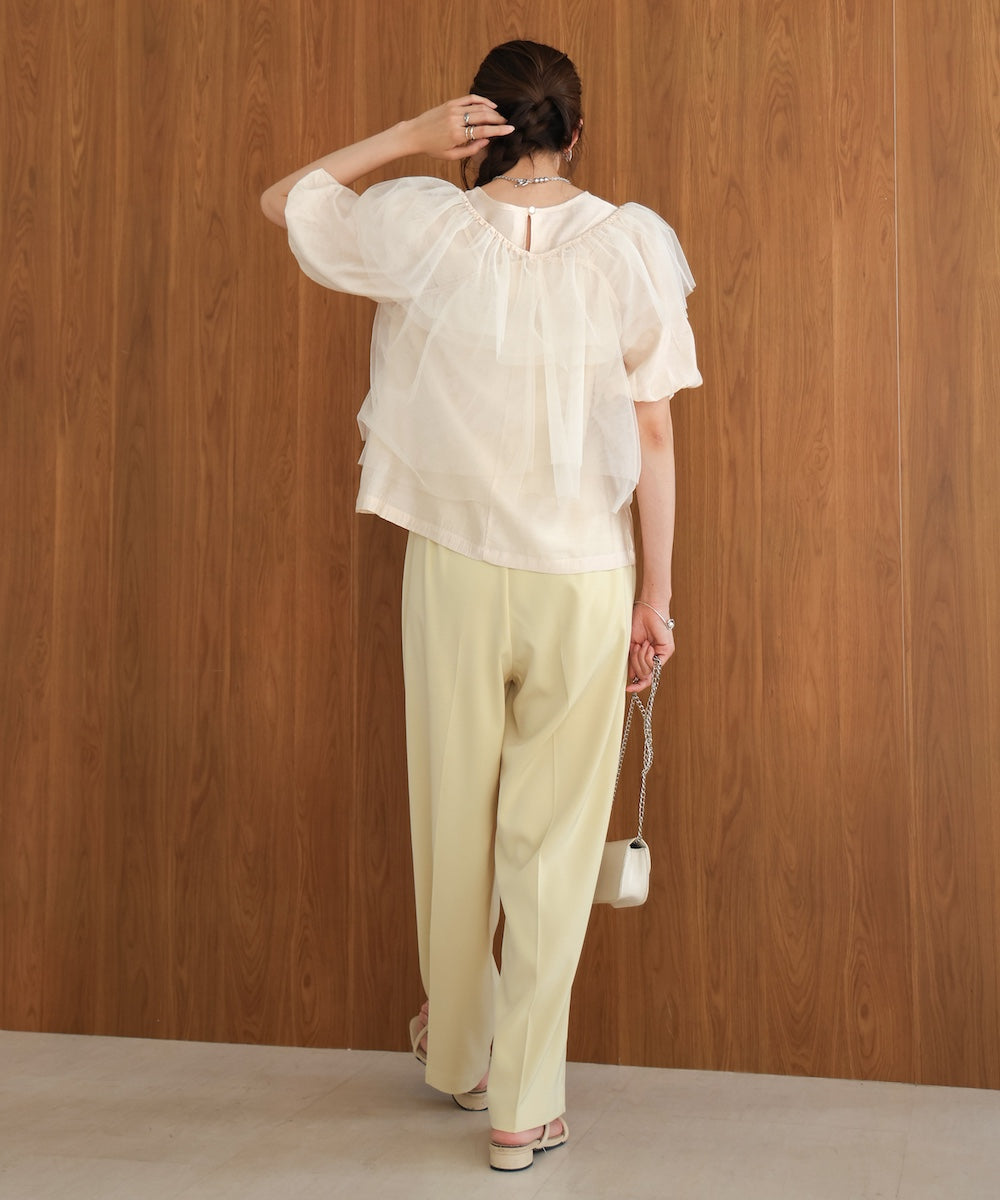 【2点セット】チュールビスチェ+ボリュームスリーブブラウスセット