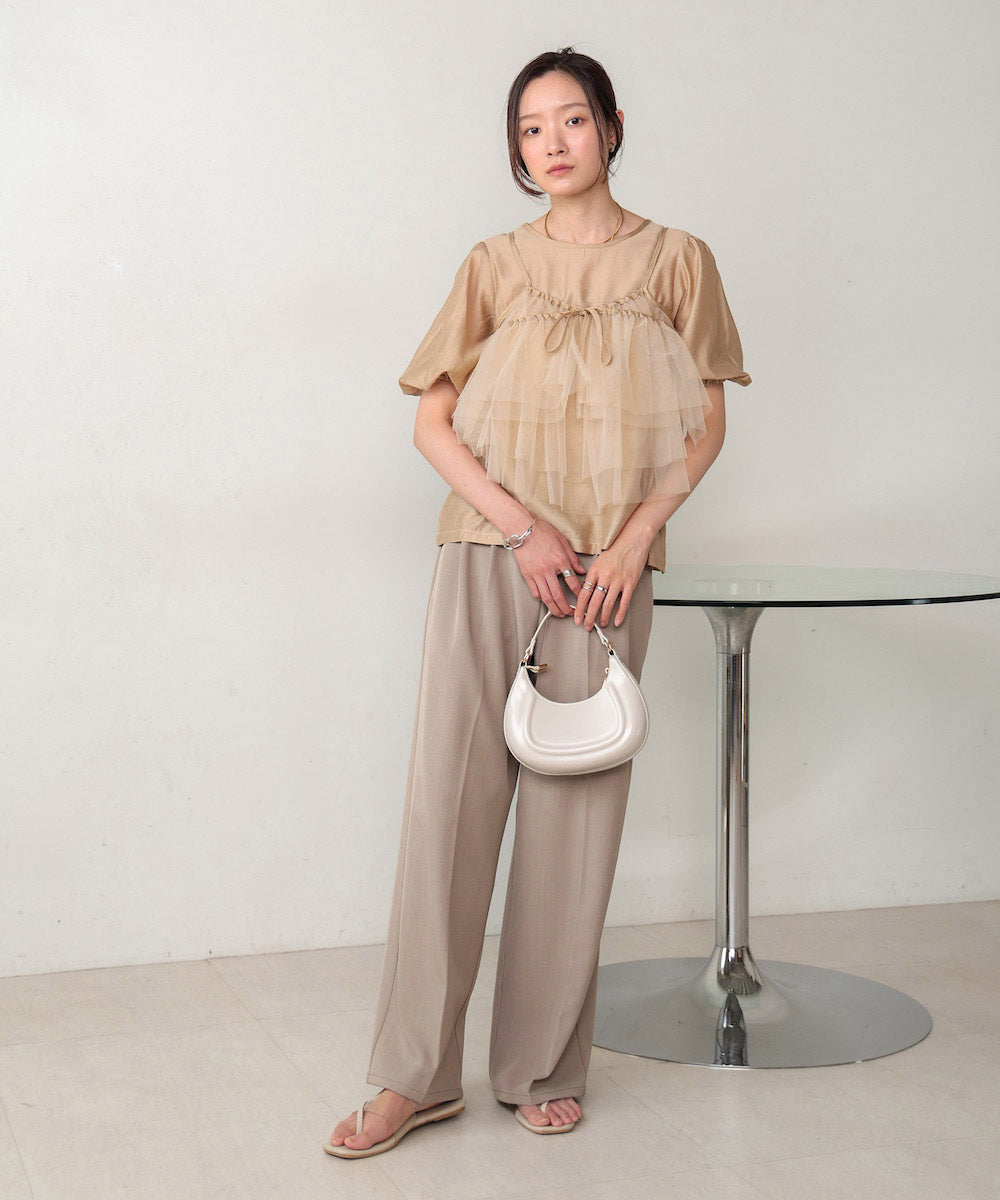 【2点セット】チュールビスチェ+ボリュームスリーブブラウスセット