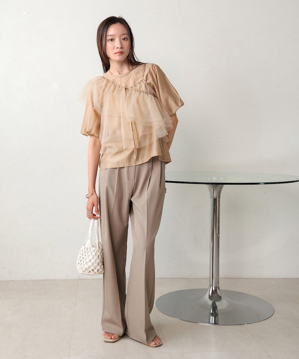 【2点セット】チュールビスチェ+ボリュームスリーブブラウスセット