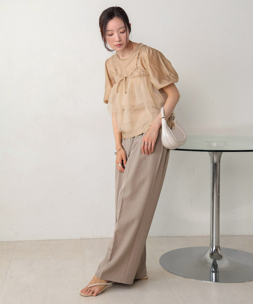 【2点セット】チュールビスチェ+ボリュームスリーブブラウスセット