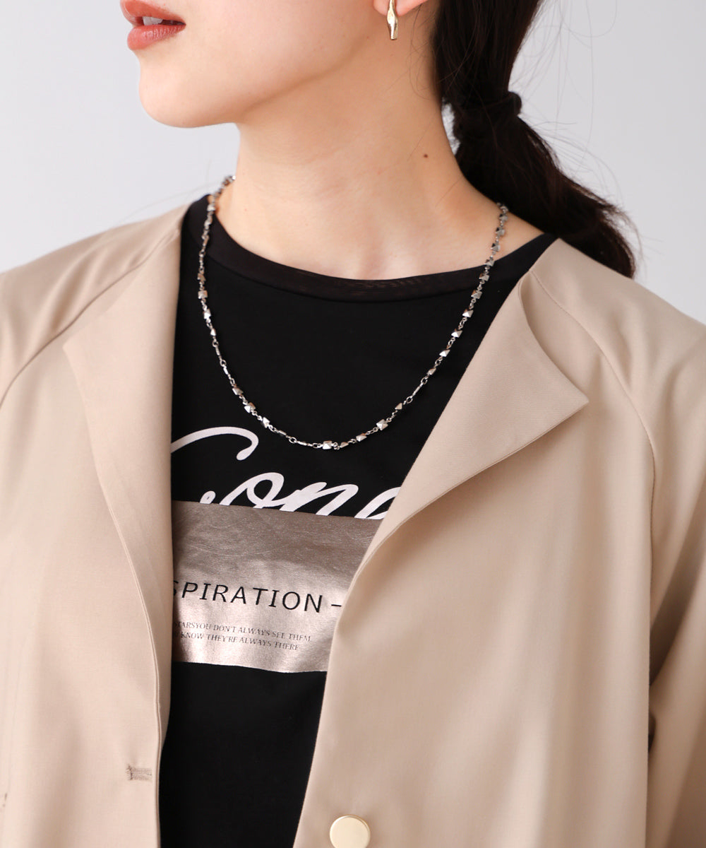 ノーカラーハーフスリーブジャケット