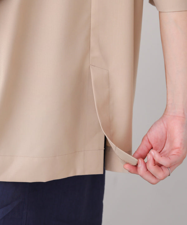 ノーカラーハーフスリーブジャケット