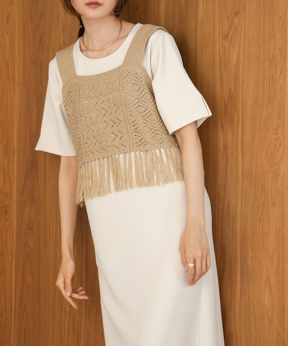 【S・Mサイズ展開あり】フリンジビスチェ+ワンピースセット