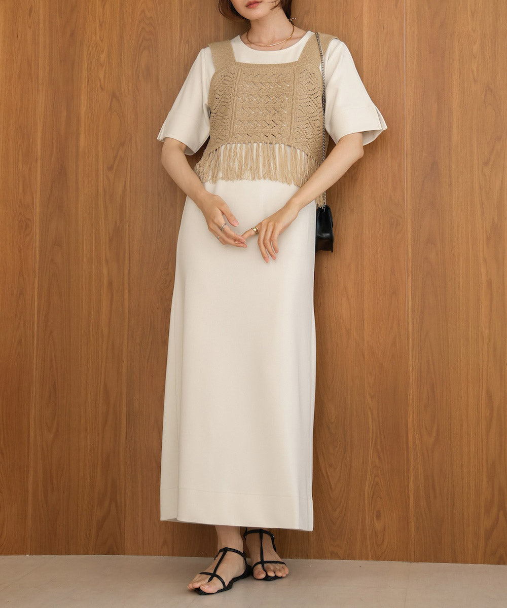 【S・Mサイズ展開あり】フリンジビスチェ+ワンピースセット