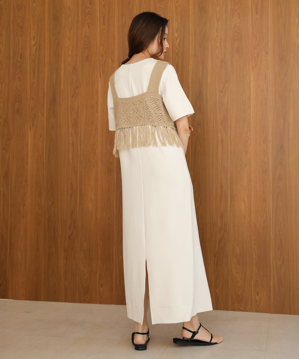 【S・Mサイズ展開あり】フリンジビスチェ+ワンピースセット