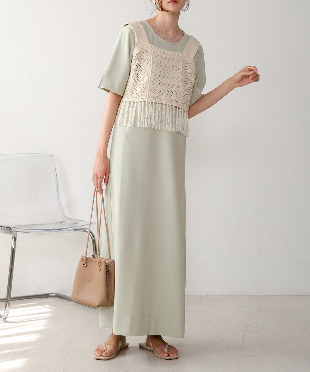 【S・Mサイズ展開あり】フリンジビスチェ+ワンピースセット
