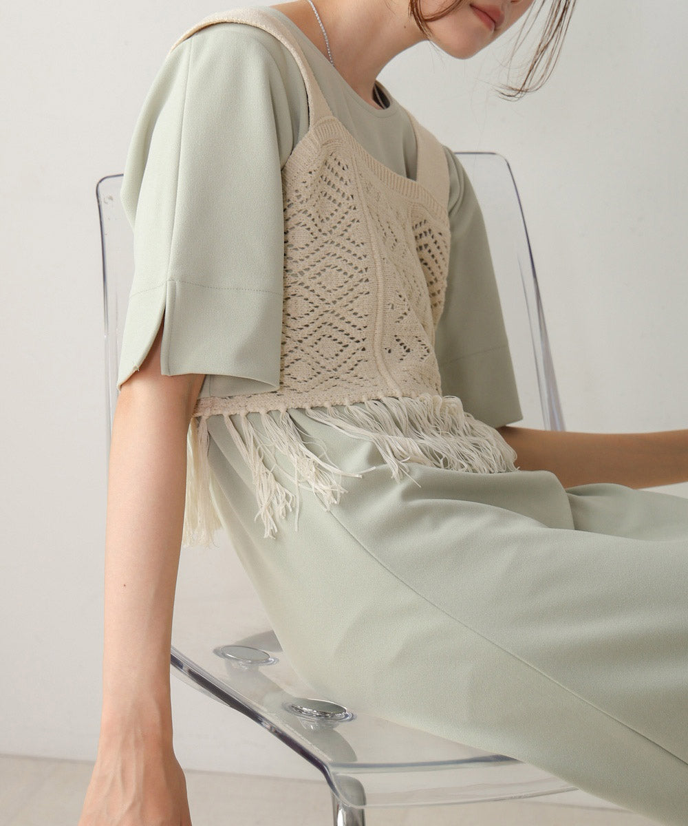 【S・Mサイズ展開あり】フリンジビスチェ+ワンピースセット