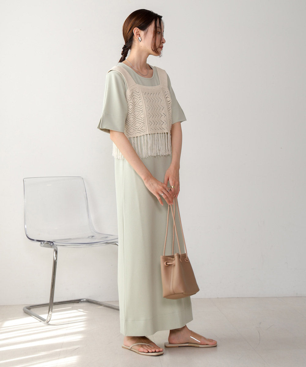 【S・Mサイズ展開あり】フリンジビスチェ+ワンピースセット