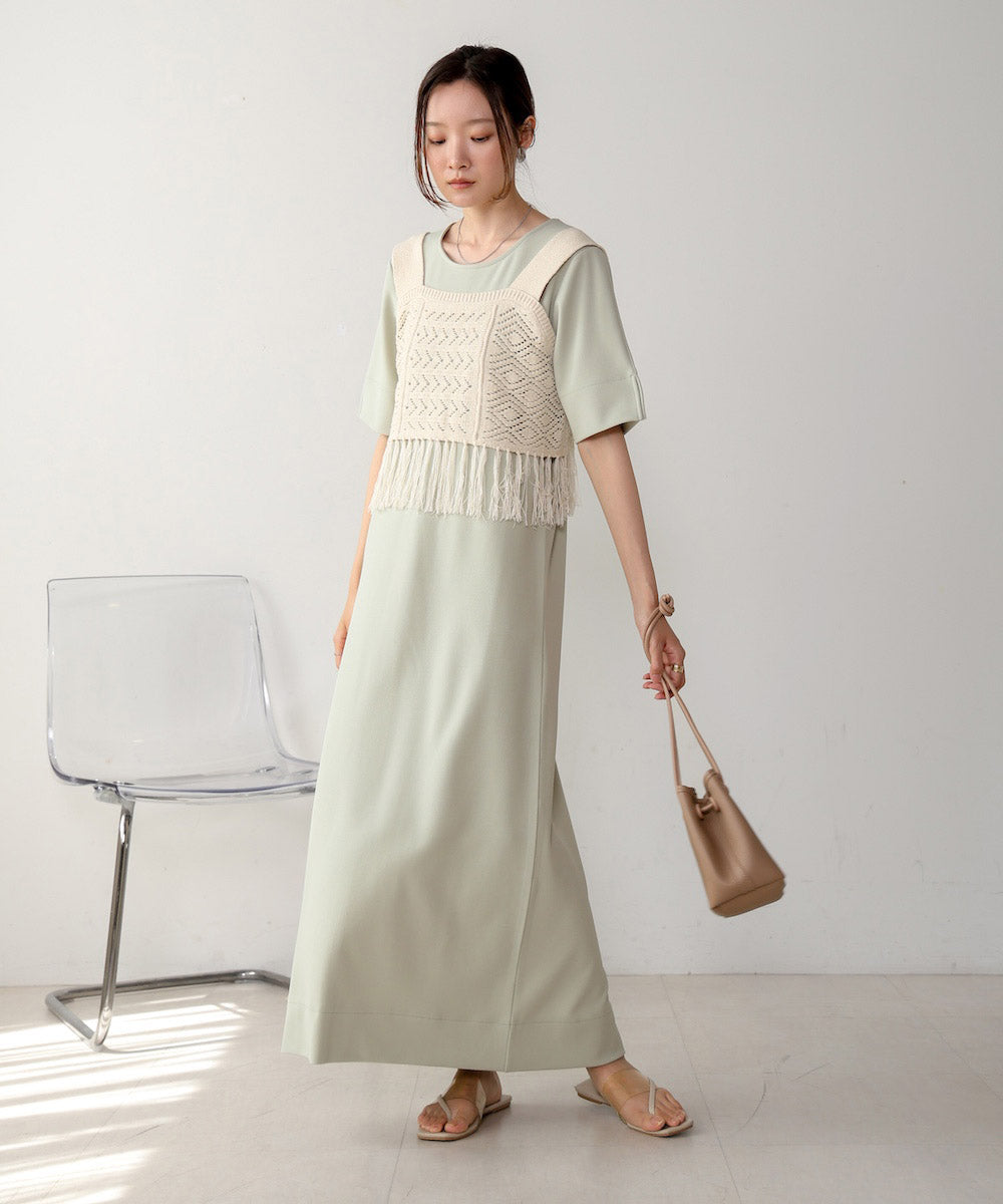 【S・Mサイズ展開あり】フリンジビスチェ+ワンピースセット