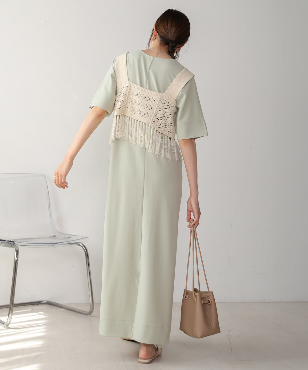 【S・Mサイズ展開あり】フリンジビスチェ+ワンピースセット