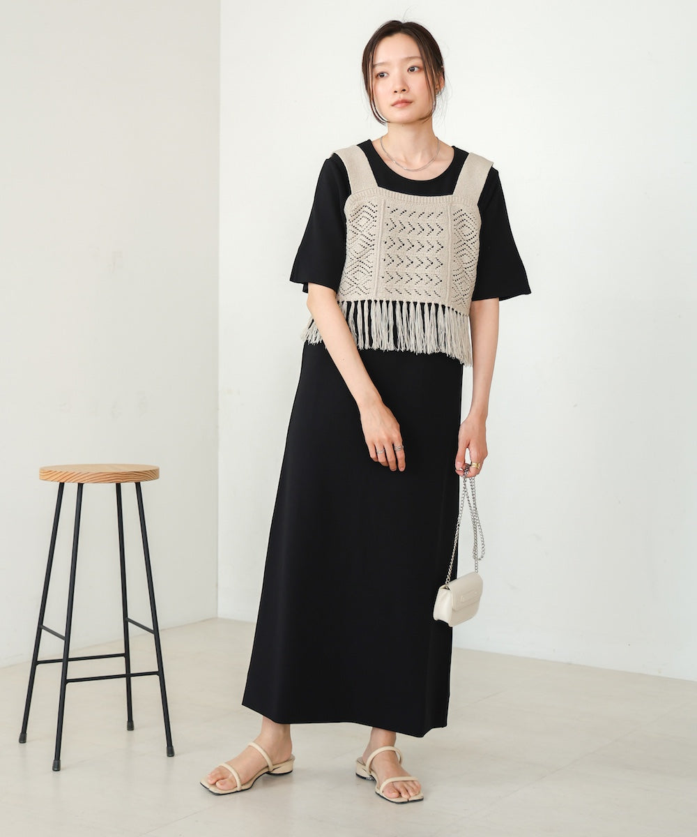 【S・Mサイズ展開あり】フリンジビスチェ+ワンピースセット
