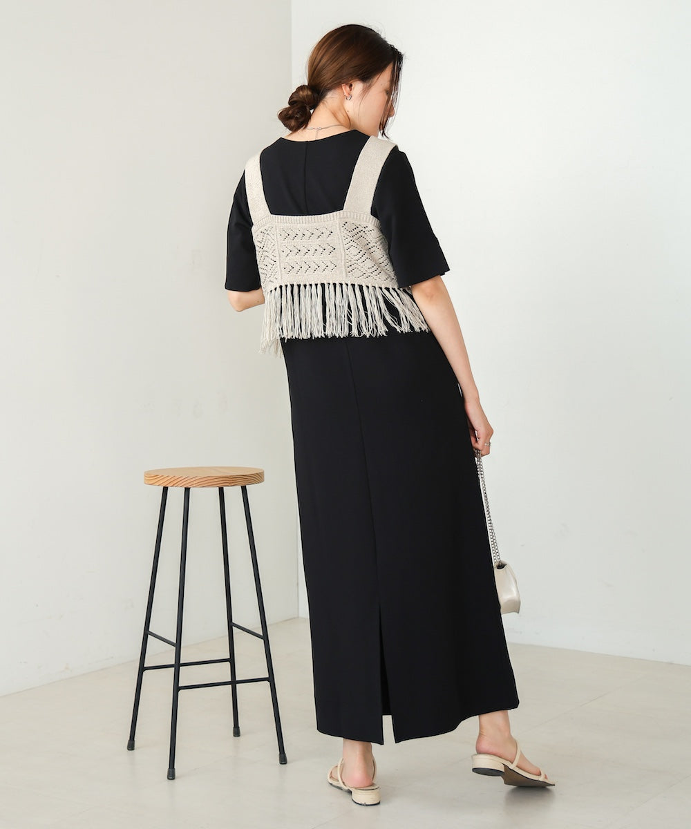 【S・Mサイズ展開あり】フリンジビスチェ+ワンピースセット