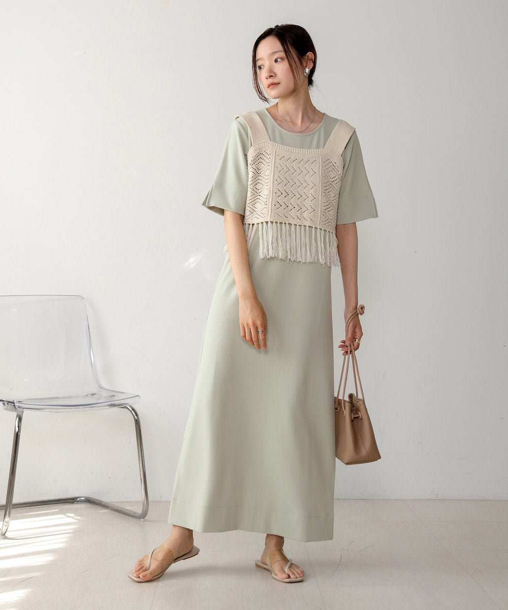 【S・Mサイズ展開あり】フリンジビスチェ+ワンピースセット