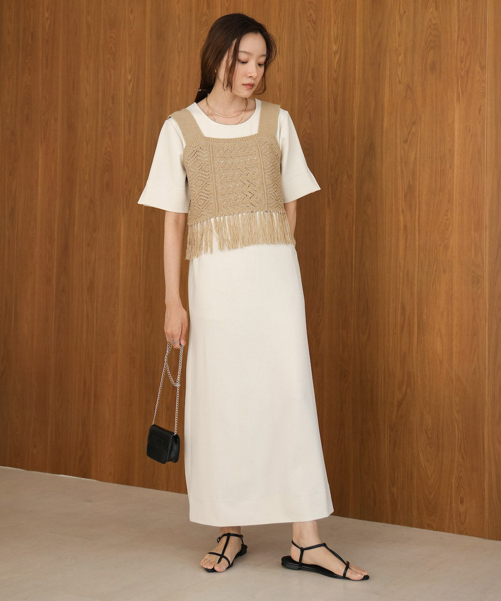 【S・Mサイズ展開あり】フリンジビスチェ+ワンピースセット