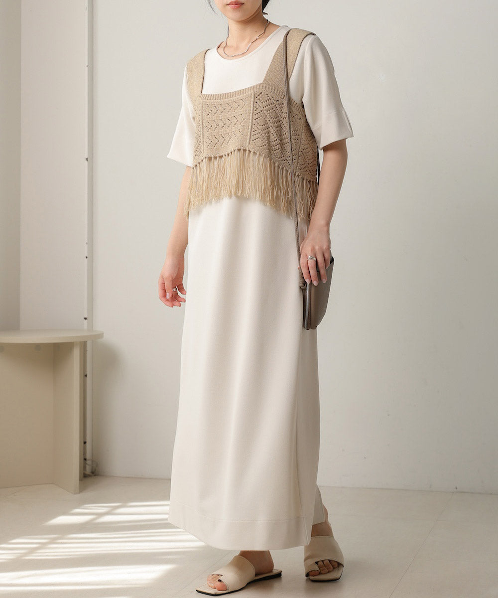 【S・Mサイズ展開あり】フリンジビスチェ+ワンピースセット