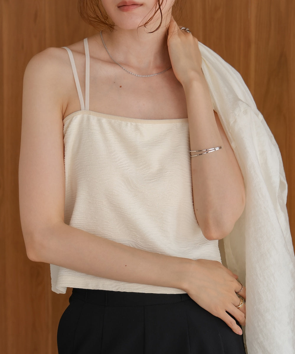 【S・Mサイズ展開】カップ付キショート丈ジャガードキャミソール