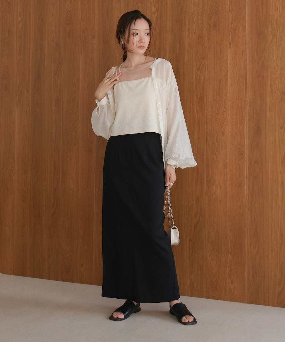 【S・Mサイズ展開】カップ付キショート丈ジャガードキャミソール