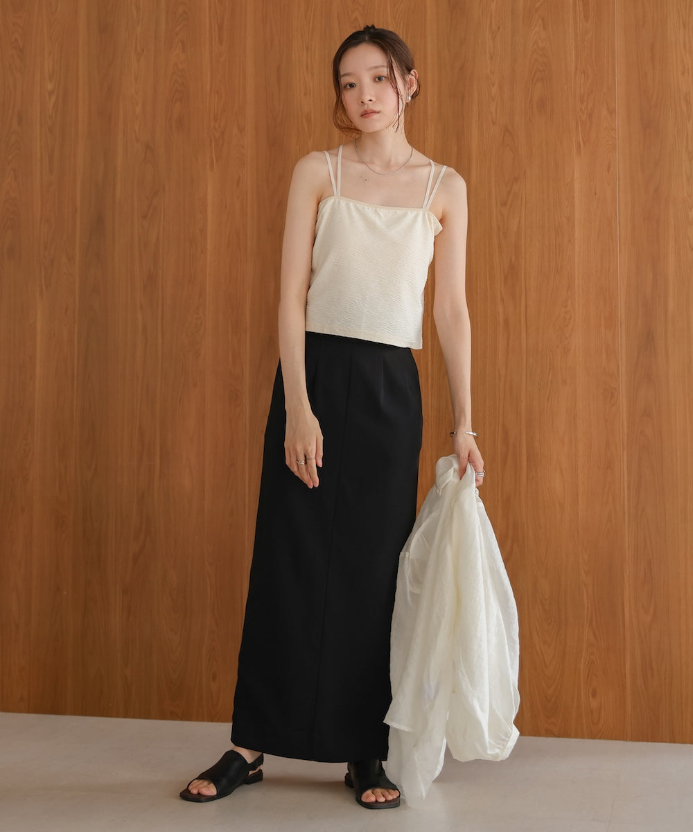 【S・Mサイズ展開】カップ付キショート丈ジャガードキャミソール