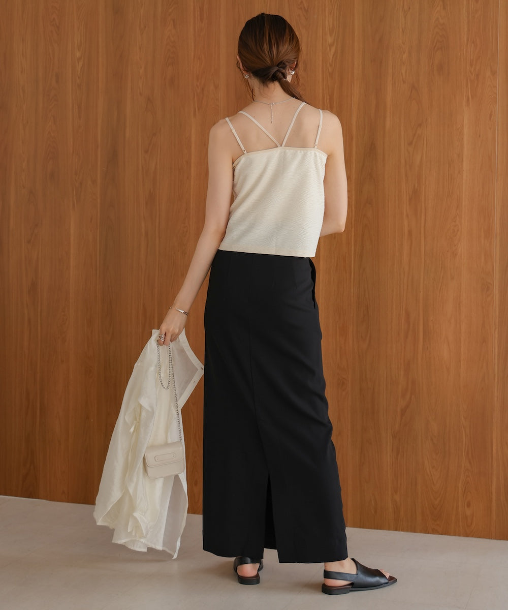 【S・Mサイズ展開】カップ付キショート丈ジャガードキャミソール