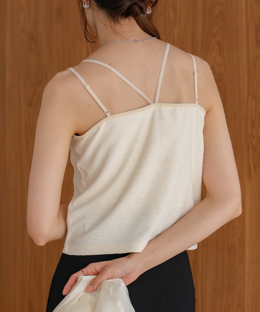 【S・Mサイズ展開】カップ付キショート丈ジャガードキャミソール