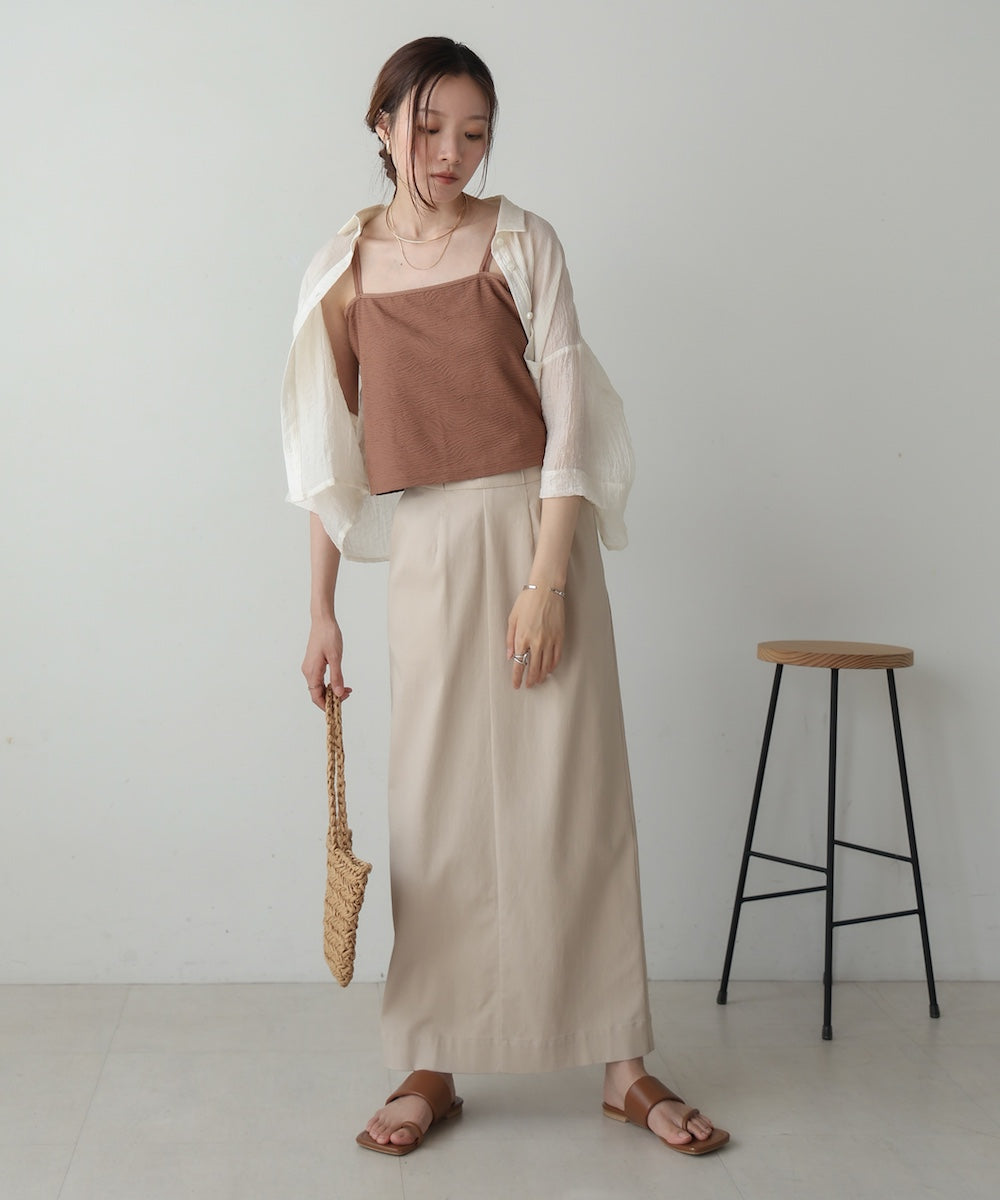 【S・Mサイズ展開】カップ付キショート丈ジャガードキャミソール