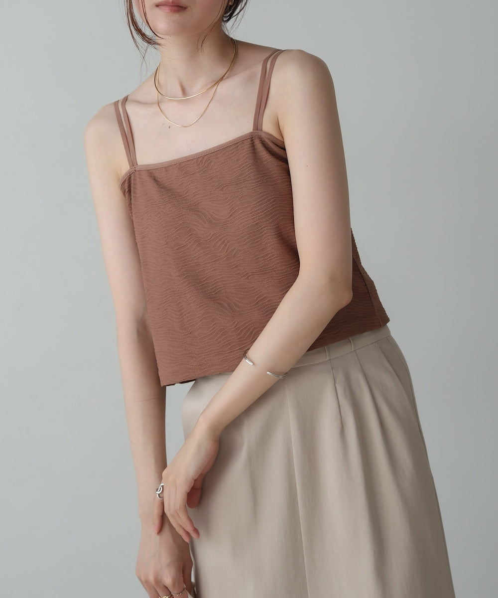 【S・Mサイズ展開】カップ付キショート丈ジャガードキャミソール