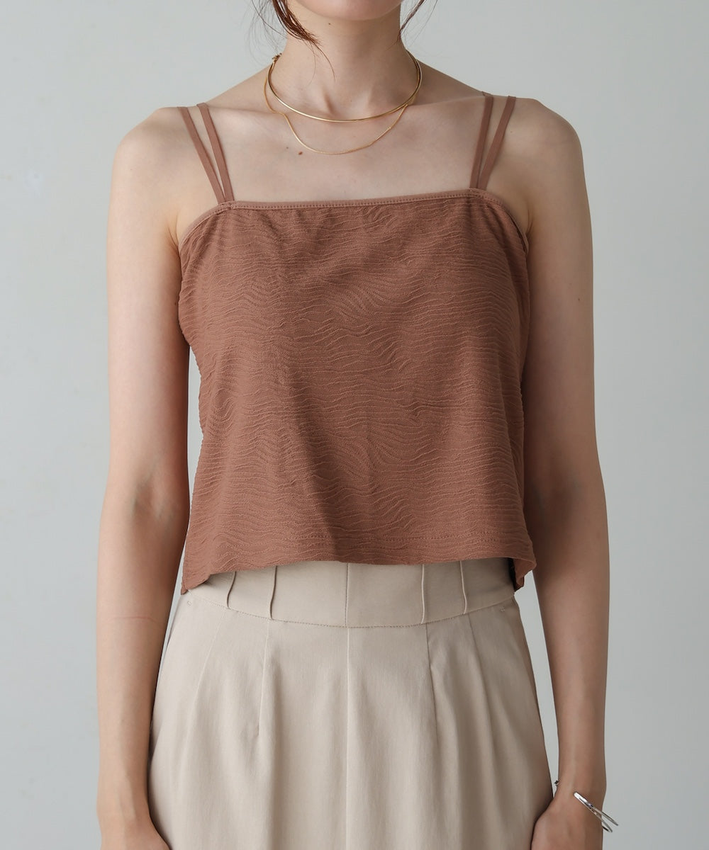 【S・Mサイズ展開】カップ付キショート丈ジャガードキャミソール