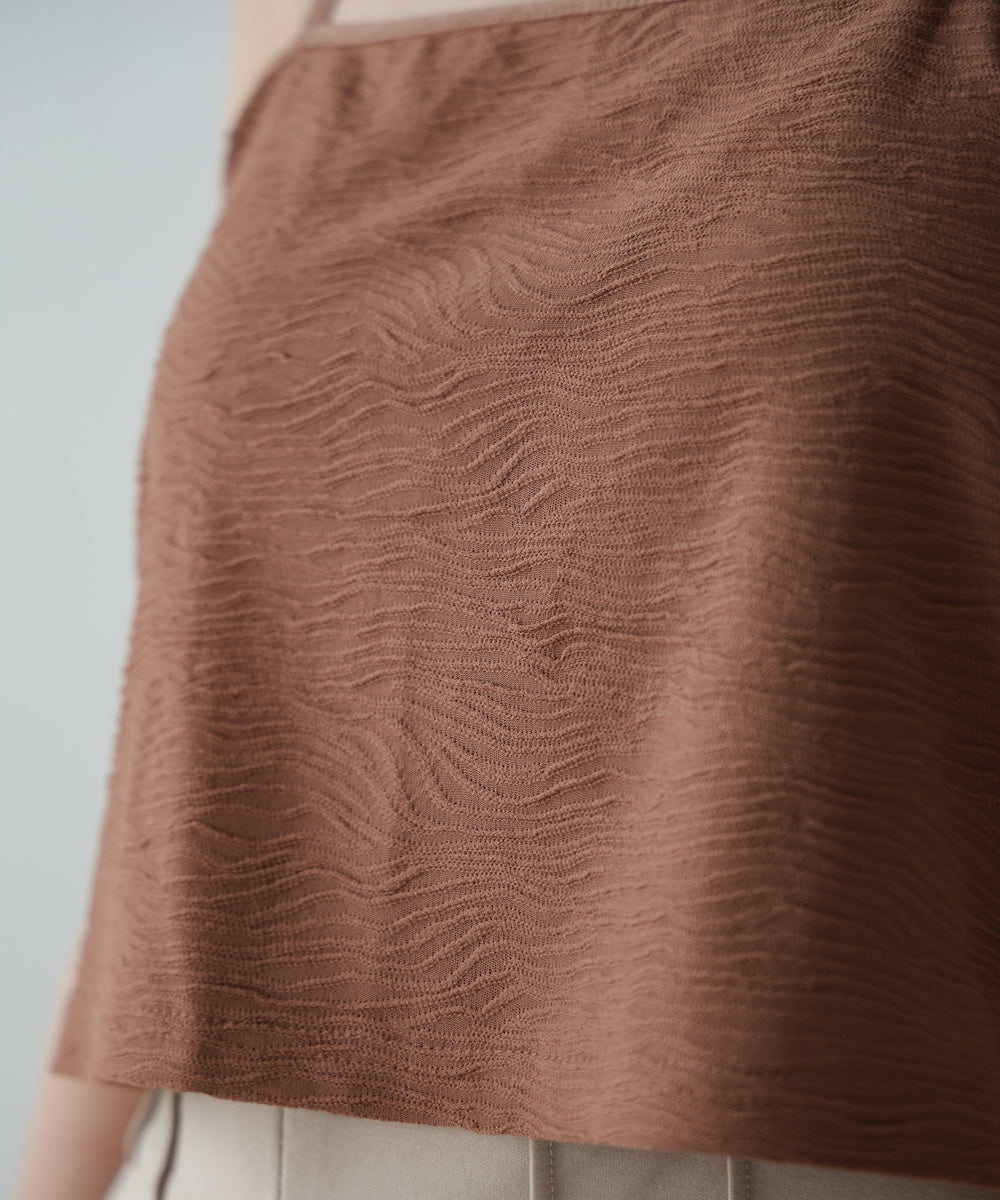 【S・Mサイズ展開】カップ付キショート丈ジャガードキャミソール