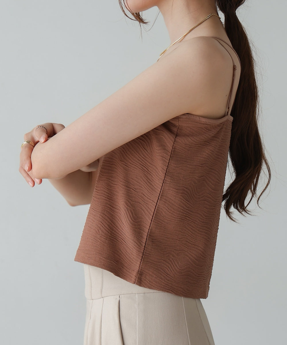 【S・Mサイズ展開】カップ付キショート丈ジャガードキャミソール