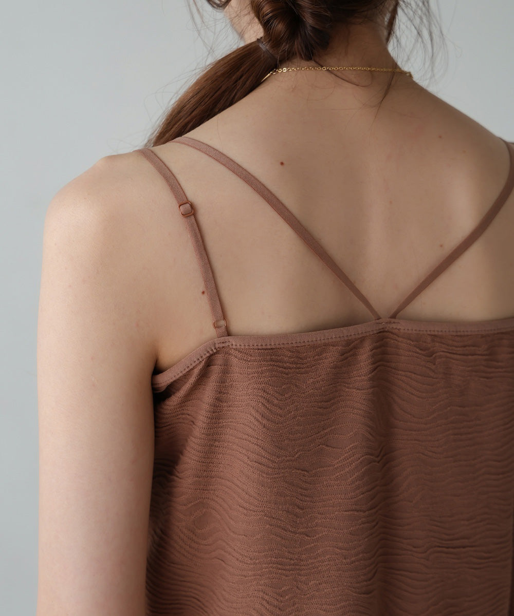 【S・Mサイズ展開】カップ付キショート丈ジャガードキャミソール