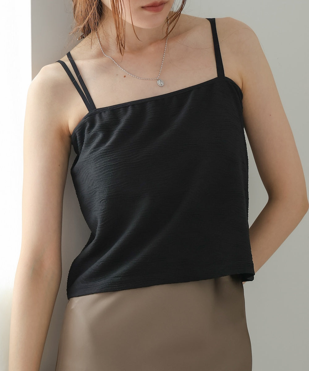 【S・Mサイズ展開】カップ付キショート丈ジャガードキャミソール